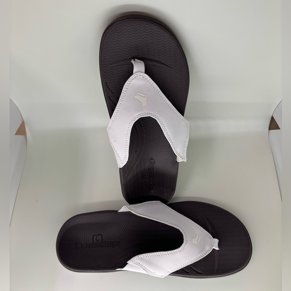 Powerstep Brown and White Flip Flops